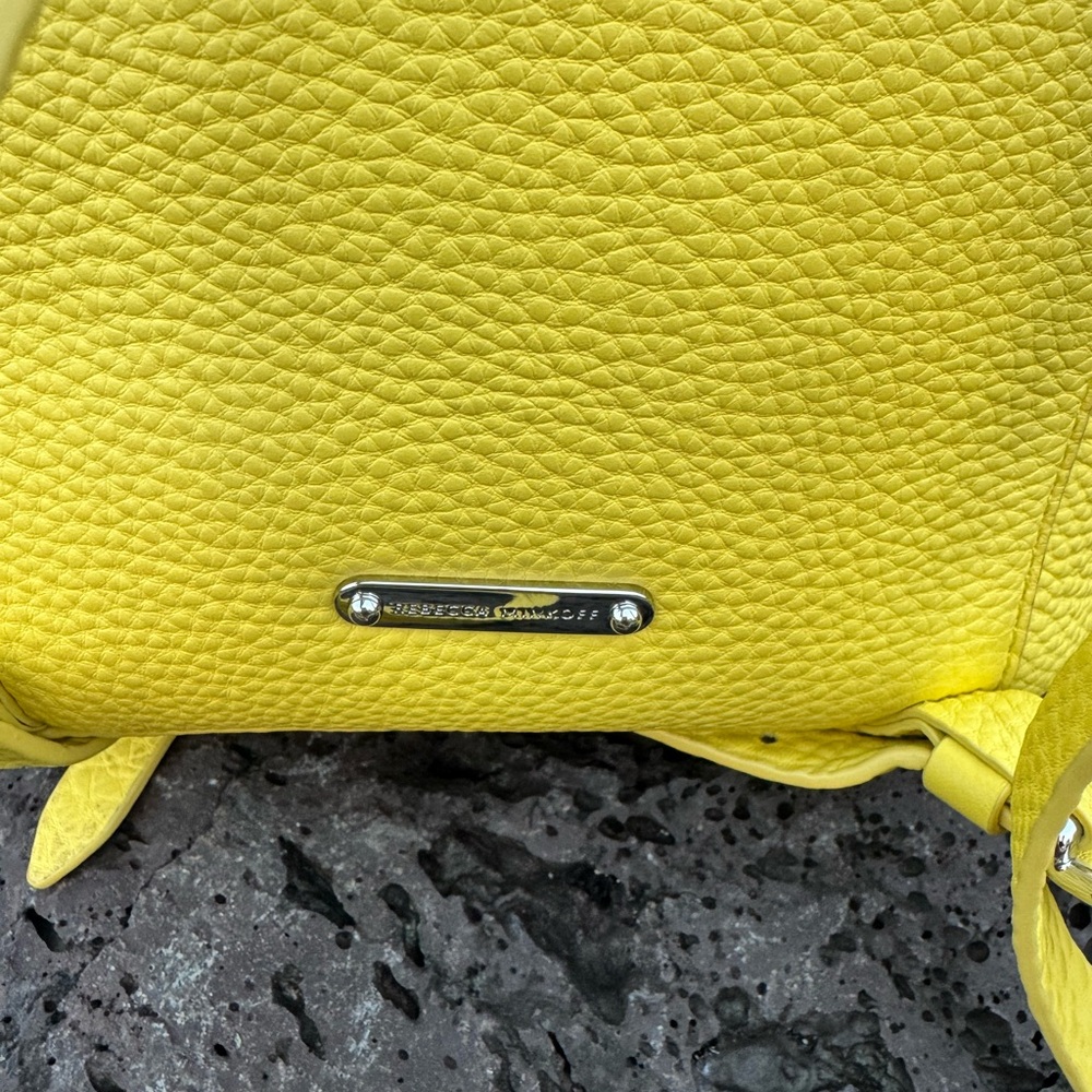Rebecca Minkoff Yellow Pebbled Leather Backpack Bag - Picture 4 of 10